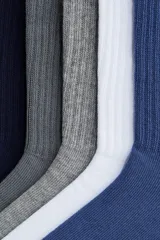 Pack de cinco pares de medias deportivas acanaladas en colores azul, gris oscuro, gris claro, blanco y azul. Confeccionadas con tejido funcional DryMove™ que ayuda a absorber el sudor y mantener los pies frescos. Cuentan con talón y punta reforzados y borde superior elástico.