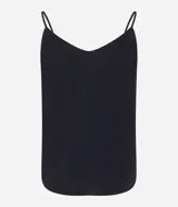 Blusa tipo musculosa de la marca Cortelle, confeccionada en crepé de poliéster. Presenta un diseño básico con escote en V tanto en el frente como en la espalda y breteles finos ajustables.
