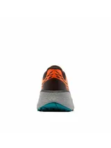Championes de trail running y trekking Columbia Konos Trillium Atr para hombre, de color naranja con suela gruesa gris y detalles en negro y turquesa.