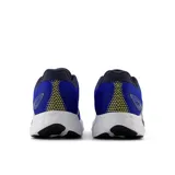 Championes de running New Balance 680 v8, color azul con detalles en amarillo y plateado. Presentan entresuela con tecnología Fresh Foam para una amortiguación ligera y suela de goma integrada para mayor confort.
