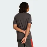 Remera de algodón color gris oscuro con cuello redondo y mangas cortas. Presenta estampado frontal con el logo de Audi, Revolut y F1 Team en color claro, además del logo de Adidas en la manga.