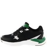 Championes Puma X-Ray Speed Lite de hombre, color negro con detalles en verde y blanco. Presentan una combinación de materiales textiles y sintéticos, con suela de goma blanca y cordones negros.