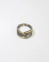 Anillo de plata 925 con dublé de oro y zirconias blancas.