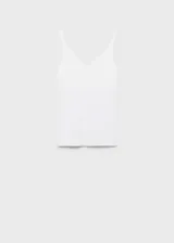 Top sin mangas de tejido de punto fino con cuello en pico y diseño entallado al cuerpo.