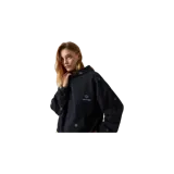 Hoodie oversized de color negro, con capucha, bolsillo frontal tipo canguro y estampado de coronas distribuidas por toda la prenda. Cuenta con el logotipo de Eme Studios bordado en el pecho.