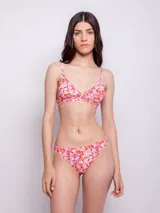 Parte inferior de bikini con estampado de flores multicolor.