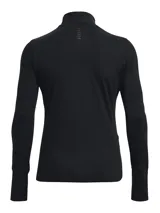 Buzo deportivo de media cremallera, diseñado para running. Presenta cuello alto, mangas largas con orificios para los pulgares y abertura para reloj en la muñeca izquierda. Confeccionado en tejido elástico que absorbe el sudor y se seca rápidamente.