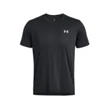Remera deportiva Under Armour Launch Sleeve negra, de corte clásico, manga corta y cuello redondo. Confeccionada en tejido suave, ligero y transpirable que capilariza el sudor y se seca rápidamente.