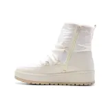 Bota de media caña color blanco, con plataforma y cordones.