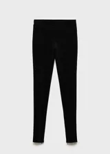 Pantalon slim fit de tejido de punto con cintura elástica, costuras frontales decorativas y cierre con cremallera en los bajos.