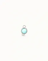 Charm para piercing de aro plateado con dije circular con cristal Swarovski color verde agua.