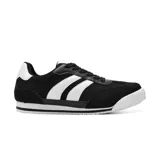 Championes deportivos American Sport modelo Resh Sprint, color negro con dos franjas blancas laterales, suela blanca y detalles en el talón.