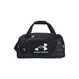 Bolso deportivo Under Armour Undeniable 5.0 negro con logo blanco, doble asa de mano y correa al hombro ajustable.