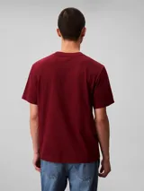 Remera de manga corta y cuello redondo, confeccionada en tejido de punto de algodón. Presenta un estampado gráfico en el pecho con el logo de la marca en estilo cursivo.
