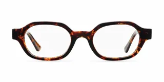 Lentes con protección contra luz azul y UV400, con montura de diseño ovalado en estampado carey y lentes transparentes.