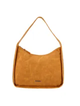 Bolso tipo hobo marca Terrano, color brandy, con textura efecto croco y asa única para llevar al hombro. Cuenta con cierre superior.