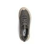 Championes de trekking Merrell Moab Speed 2 Sport para hombre, en combinación de colores gris y beige. Presentan capellada de nailon ripstop y TPU, entresuela de espuma FloatPro y suela exterior Vibram TC5+ con tacos de tracción.