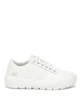 Sneaker de plataforma Cat modelo Amp, color blanco, con capellada de canvas recubierta en PU y suela de goma con tracción.
