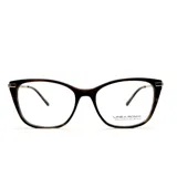Armazón de anteojos Linea Roma con diseño estilo cat-eye en carey marrón y detalles enchapados en oro de 18k en las esquinas.