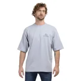 Remera de algodón color negro, de corte holgado, con cuello redondo y logo de la marca estampado en el pecho.