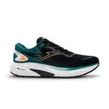 Championes deportivos Joma modelo Speed, diseñados para running y entrenamiento. Presentan una parte superior de malla técnica con perforaciones para mayor transpirabilidad, entresuela de phylon amortiguada y suela de caucho resistente a la abrasión. Combinan colores negro, verde y detalles en naranja.