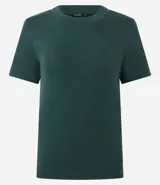 Blusa básica de ribana color rojo, con cuello redondo ajustado y mangas cortas. Confeccionada en tejido acanalado con elasticidad.