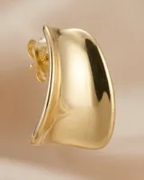 Aros de plata 925 italiana con baño de oro, de diseño minimalista y forma curva tipo media caña.