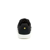 Championes Caterpillar Pause Retro T-Toe para mujer, color negro con detalles dorados y suela blanca. Confeccionados en cuero gamuzado con forro reciclado y plantilla de espuma EVA.