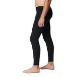 Calza térmica deportiva de hombre Columbia modelo Midweight Stretch, color negro, con diseño ajustado y tecnología Omni-Heat reflectante para retener el calor corporal y Omni-Wick para control de humedad.