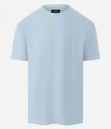 Remera celeste de algodón con cuello redondo, mangas cortas y textura chevron.