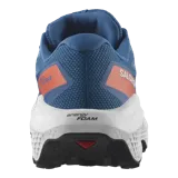 Championes de trail running Salomon Ultra Flow 2 Gore-Tex impermeables, color azul con suela blanca y detalles en rojo.
