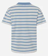 Blusa rayada Marfinno de algodón con cuello redondo en contraste y mangas cortas, de corte slim y diseño clásico.
