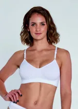 Soutien de microfibra sin costura, color blanco, sin aro ni copa, con breteles regulables.