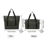 Bolso de viaje unisex de diseño minimalista, color negro, fabricado en PU y poliéster impermeable. Cuenta con compartimento principal con cierre, bolsillo frontal con cierre y asas superiores resistentes.