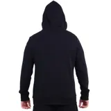 Sudadera tipo canguro negra con capucha y bolsillo canguro frontal. Presenta el logo de Diadora en blanco en el pecho.