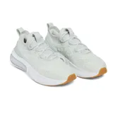 Championes de running Under Armour modelo Phantom 4, color gris claro con suela blanca y detalles en color suela. Presentan un diseño de tejido de punto tipo calcetín, contrafuerte de TPU y tecnología de amortiguación UA HOVR+.
