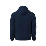 Canguro con capucha y bolsillo frontal tipo canguro, color azul marino. Presenta el logo de los Chicago Bulls bordado en el pecho y el nombre del equipo en relieve sobre la manga derecha.