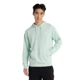 Canguro New Balance color verde agua, con capucha ajustable con cordones, bolsillo tipo canguro y logo bordado en el pecho.