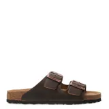 Sandalias tipo Birkenstock marca Freeway, color negro, con doble tira ajustable mediante hebillas metálicas y plantilla de corcho anatómica.