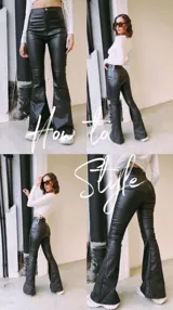 Pantalón oxford negro engomado.