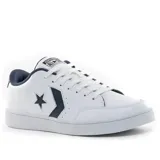 Championes urbanos Converse Court Rival, color blanco con detalles en azul marino, con logo de estrella y galón en el lateral.