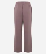 Pantalón de corte recto con cintura elástica y lazo de ajuste frontal. Confeccionado en tejido modal con caída fluida y estructura cómoda.
