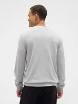 Buzo de algodón con cuello redondo, mangas largas y puños acanalados. Diseño básico y versátil de corte clásico.