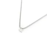 Collar plateado con cadena de eslabones cuadrados y dije de estrella.