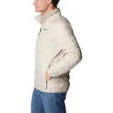 Campera puffer Columbia Delta Ridge II Down Heat Seal, color beige, con diseño acolchado termosellado, cuello alto, cierre frontal y bolsillos laterales con cremallera.