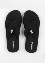 Ojotas O'Neill color negro, con tiras cruzadas acolchadas de diseño trenzado y suela plana.