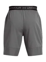 Short deportivo Under Armour Vanish Wvn color gris, de corte recto, con bolsillos laterales y aberturas en el bajo.