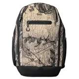 Mochila Rip Curl modelo F-Light Searcher de 45 litros, con estampado de camuflaje y base reforzada en color negro. Cuenta con múltiples compartimentos con cierre y diseño ergonómico.