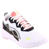Championes Puma All Day Active in Motion, color blanco con detalles en negro, rosa y verde flúor.