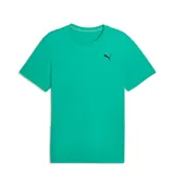 Remera deportiva Puma de manga corta y cuello redondo, color verde, con el logo de la marca bordado en negro en el pecho.